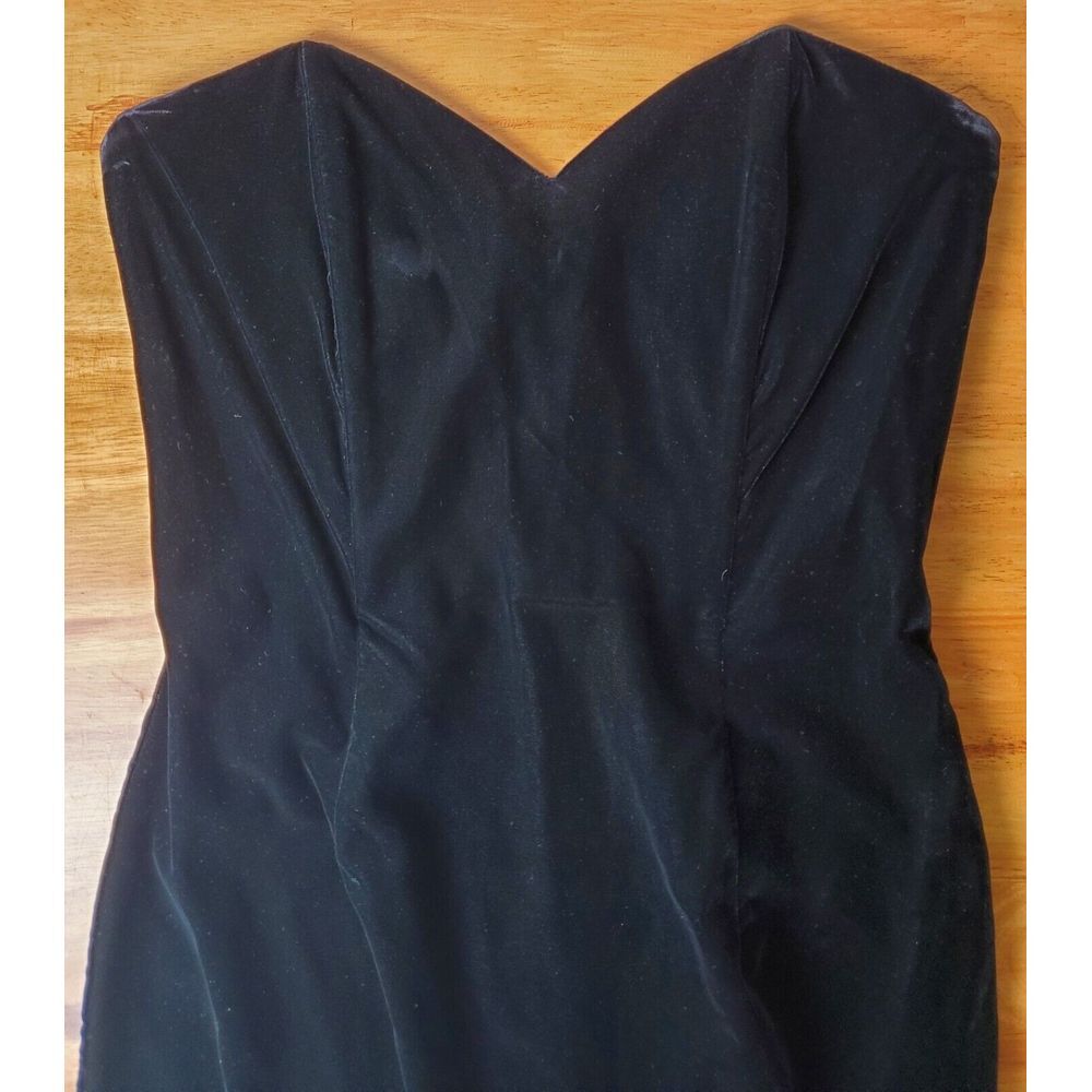 Scott Mcclintock Y2K Strapless Black Velvet Whimsigoth Prom Dress Dark Romantic - Picture 8 of 11